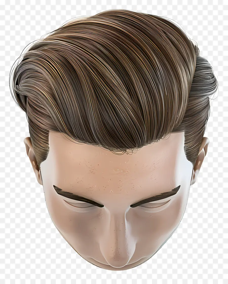 độ thon thấp mờ tóc thẳng mô hình 3d đầu người tóc nâu mở miệng - Mô hình 3D của người có mái tóc nâu