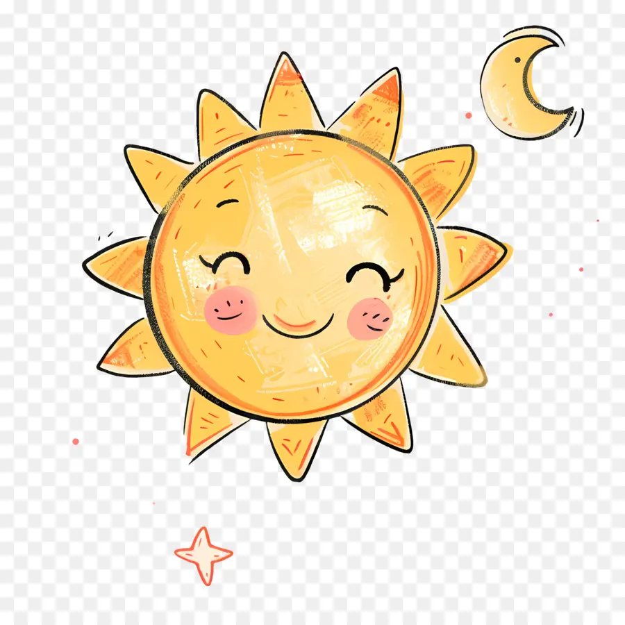 smiley Gesicht - Happy Sonne umgeben von leuchtenden Sternen. 
Bunt