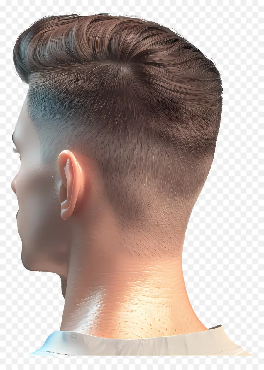 mittelgroße Mid Fade Haircut Herrenfrisuren kurzes Haarschnitt Unordentliches Haar Rasierte Seite - Mann mit unordentlichem Haar, Bart, offener Mund