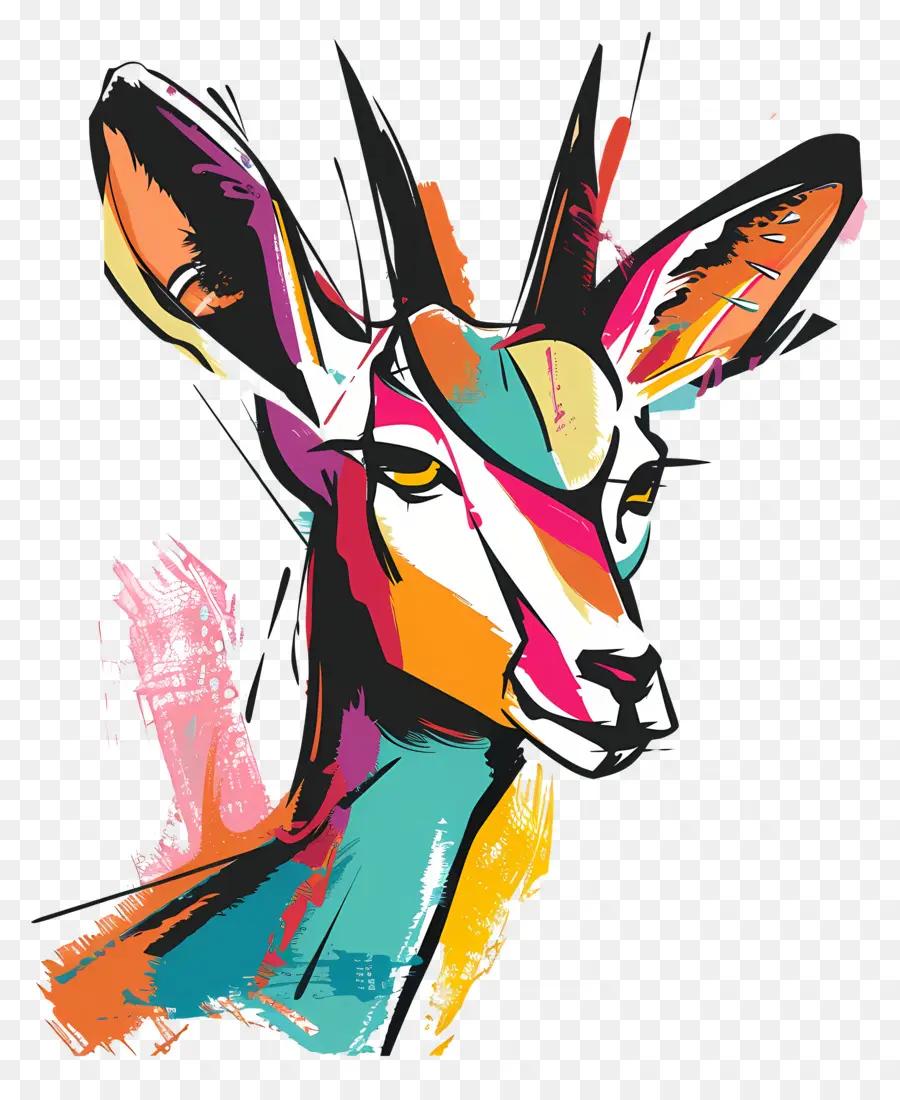 sfondo colorato - Cervo colorato e ringhio con corna affilate