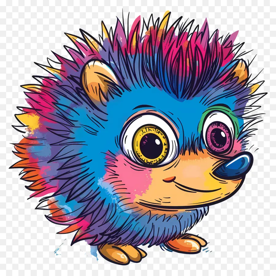 Nhân vật hoạt hình nhím nhím nhím nhím nhân vật - Hedgehog hoạt hình vui vẻ với Mohawk đầy màu sắc