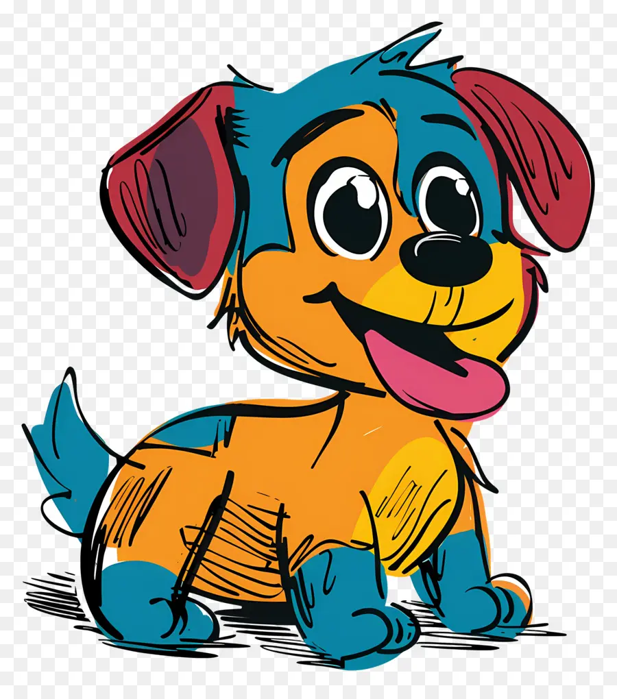 cartoon Hund - Farbenfroher lächelnder Welpe mit süßem Kragen