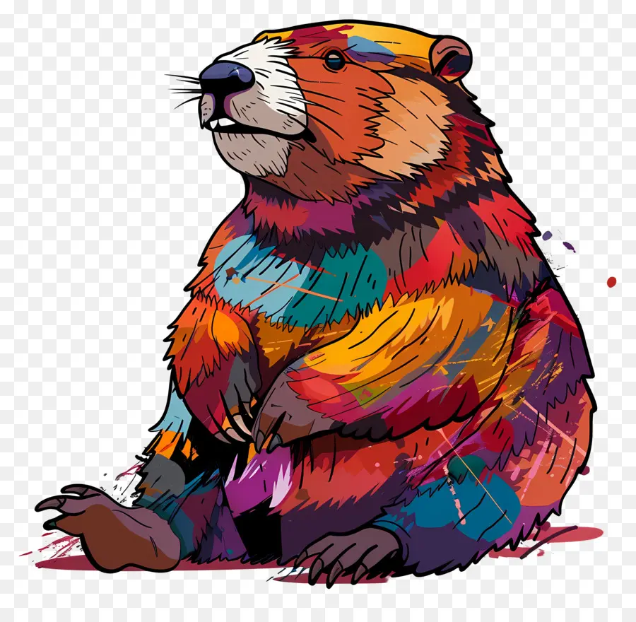 Beaver Groundhog Cartoon schlafen süß - Cartoon Groundhog, der auf grünem Busch schläft