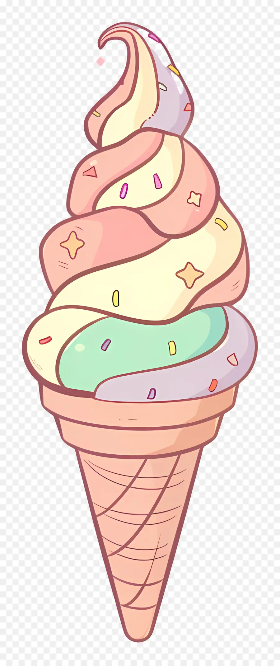 gelato - Illustrazione del cono di gelato a cartone animato pastello