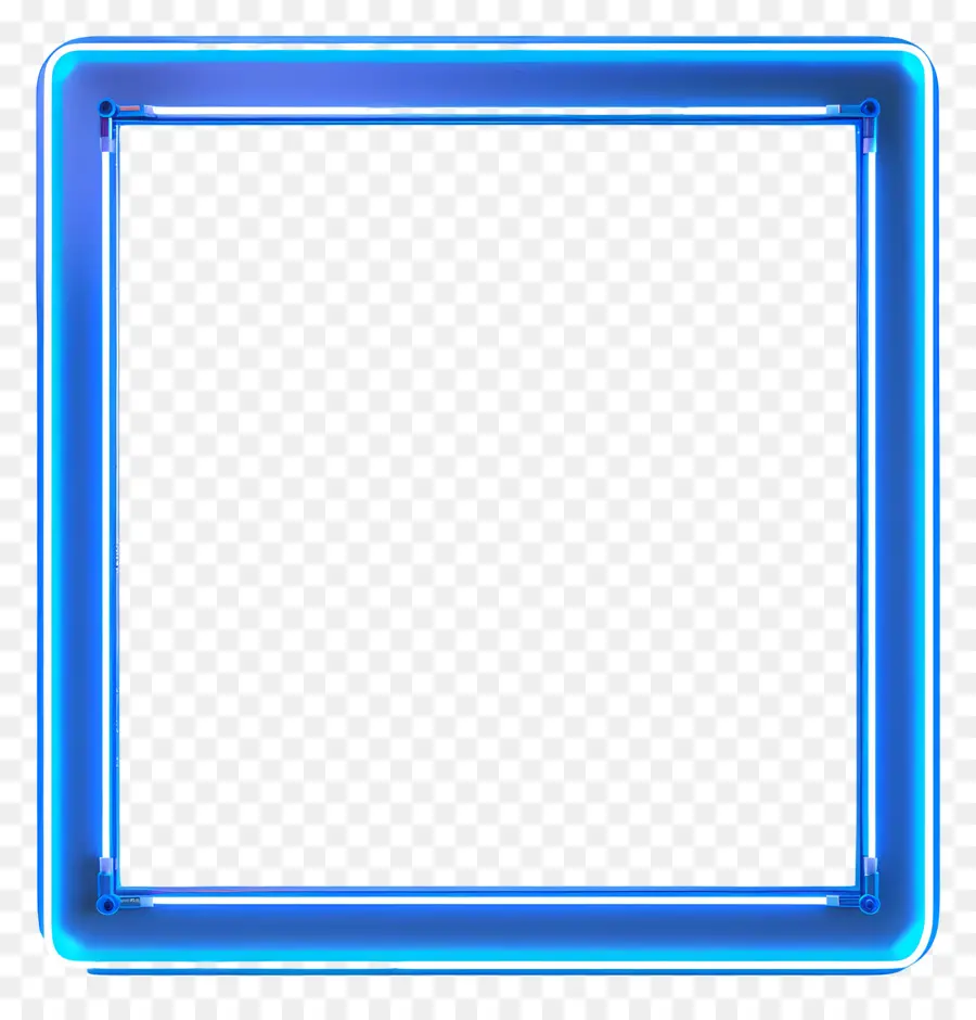 Neonblau -Rahmen Neonlichter Blau quadratischer Rahmen leuchtet leuchtende Lichter helle Farben - Blauer Neon -Quadratrahmen ohne Bild
