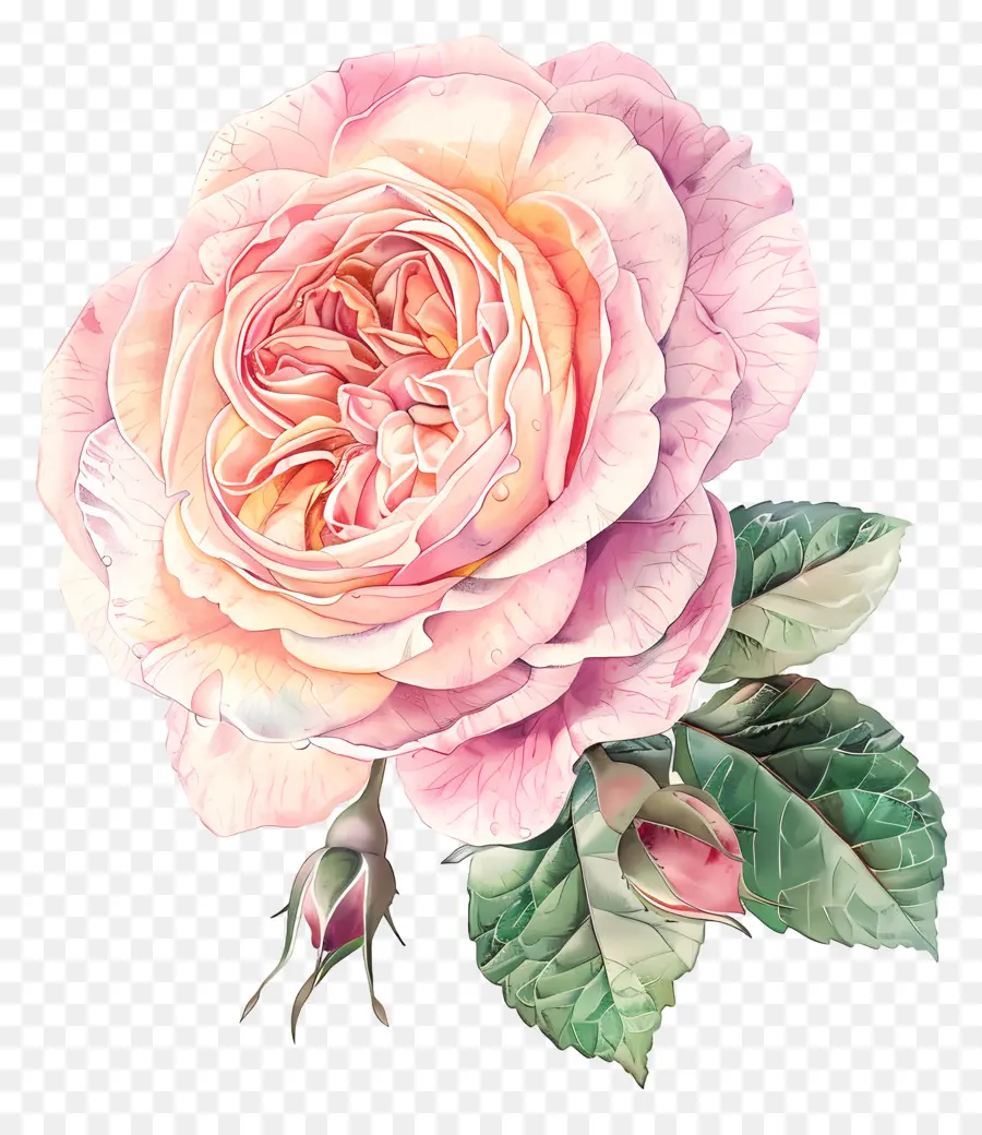 rosa rose - Rosa Rose auf schwarzem Hintergrund, realistischer Aquarelleffekt