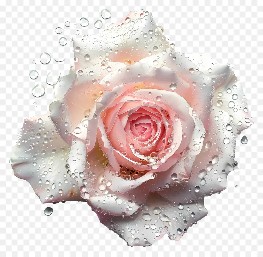 rosa rose - Rosa Rose in Wassertröpfchen von oben