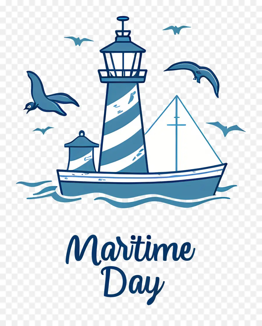 Maritime Day Lighthouse Ocean Birds Waves - Scena del faro rilassante con uccelli volanti