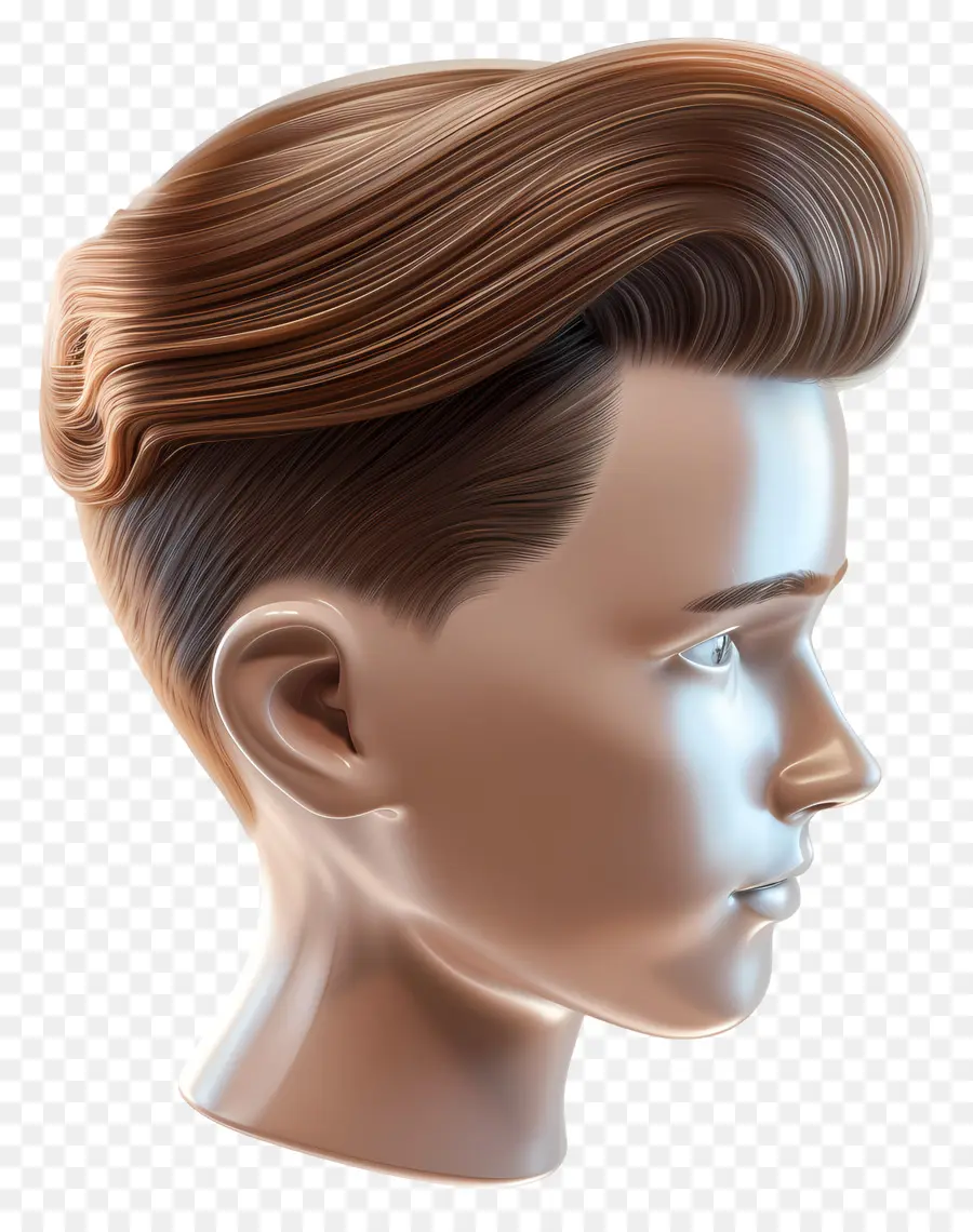 Mid Fade Haircut Male Acconciatura Maschio Parte Scondeggio dei lati corti per taglio di capelli - Rendering 3D di pettinatura marrone maschile