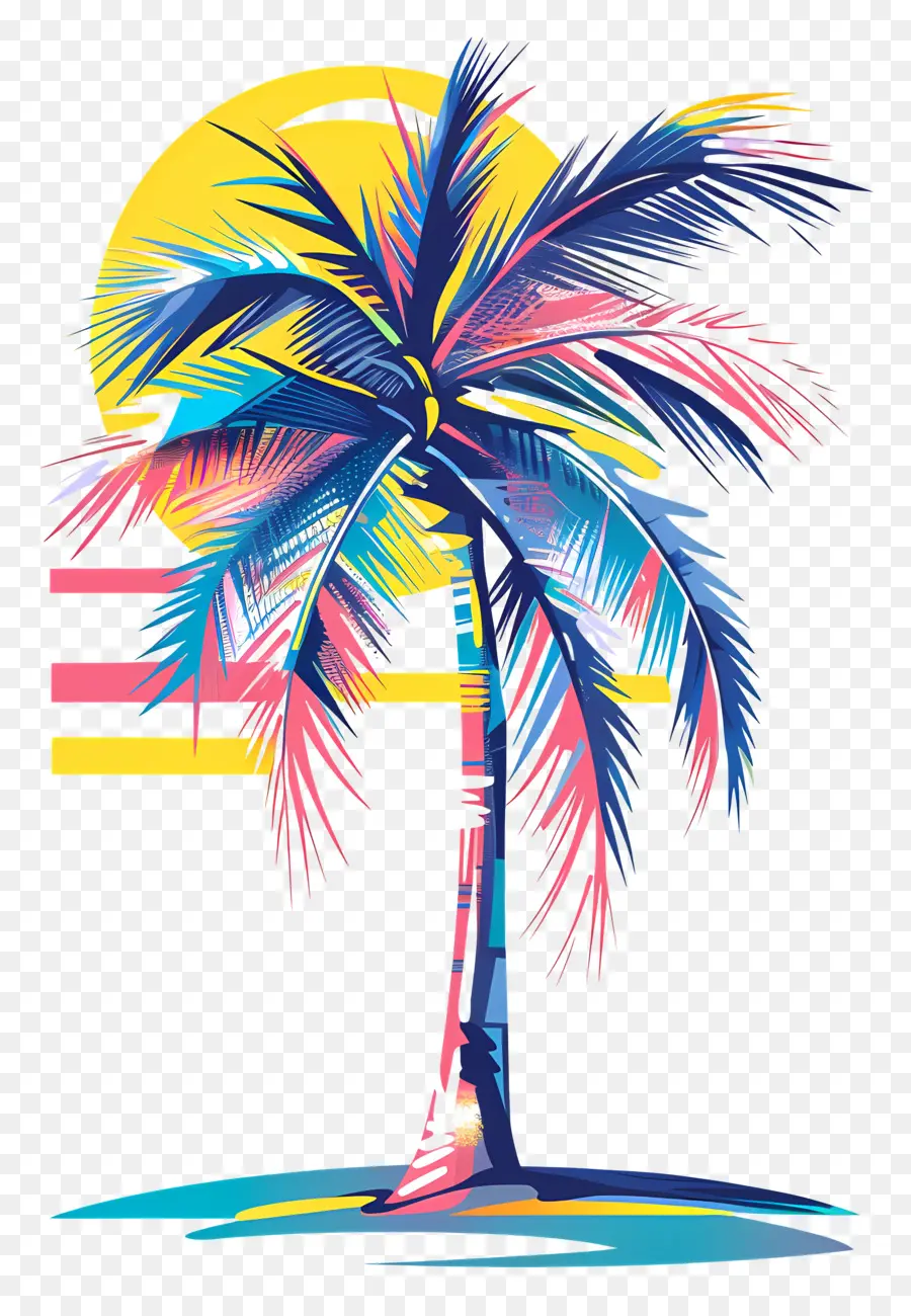 silhouette di palma - Silhouette di palme contro il colorato cielo del tramonto