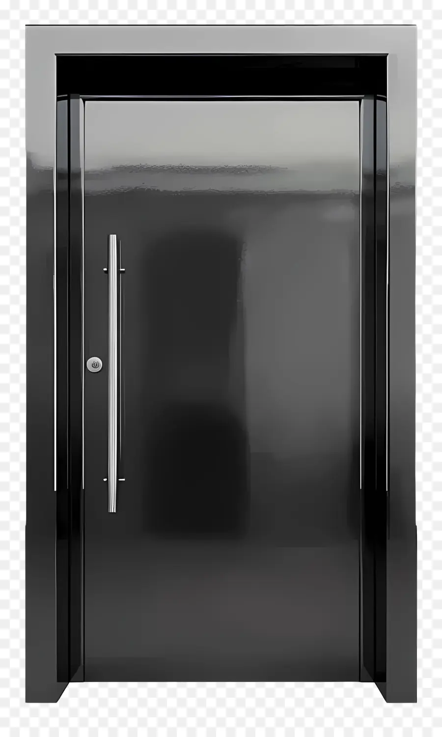 cornice ovale - Porta in metallo nero con pannello di vetro aperto