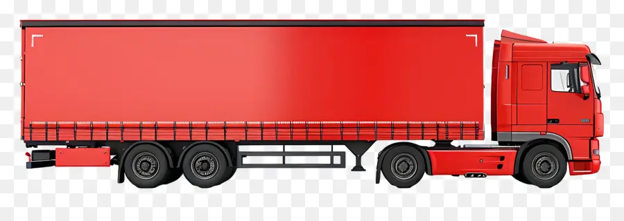 Vista laterale del camion di carico semi -camion rimorchio per camion per camion rosso - Semi di camion rosso con cornice nera, rimorchio