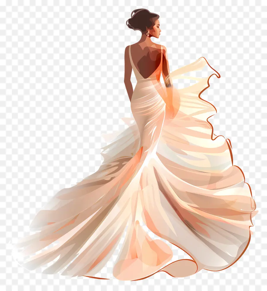 brautkleid - Ernsthafte Frau im eleganten Hochzeitskleid