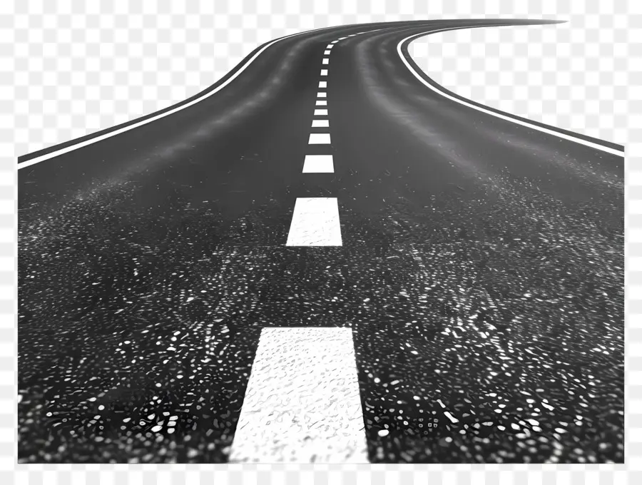 Asphalt Road Side View Linea Road Linea in bianco e nero - Strada vuota in bianco e nero con linea bianca