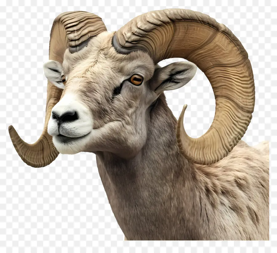 Bighorn Sheep Widder Hörner männliches Tier - Großer männlicher Widder mit braunem Fell, Hörner