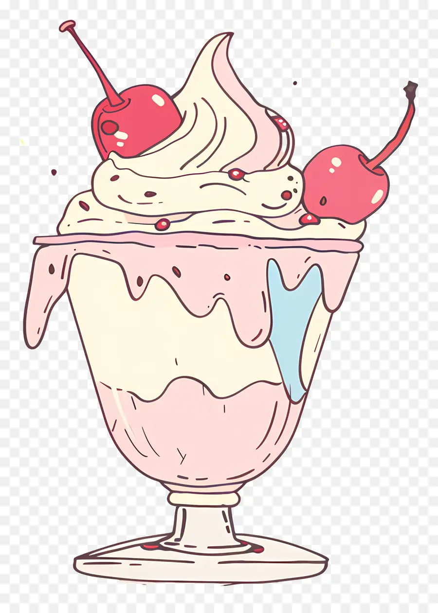 gelato - Panna montata, ciliegie, gelato in tazza