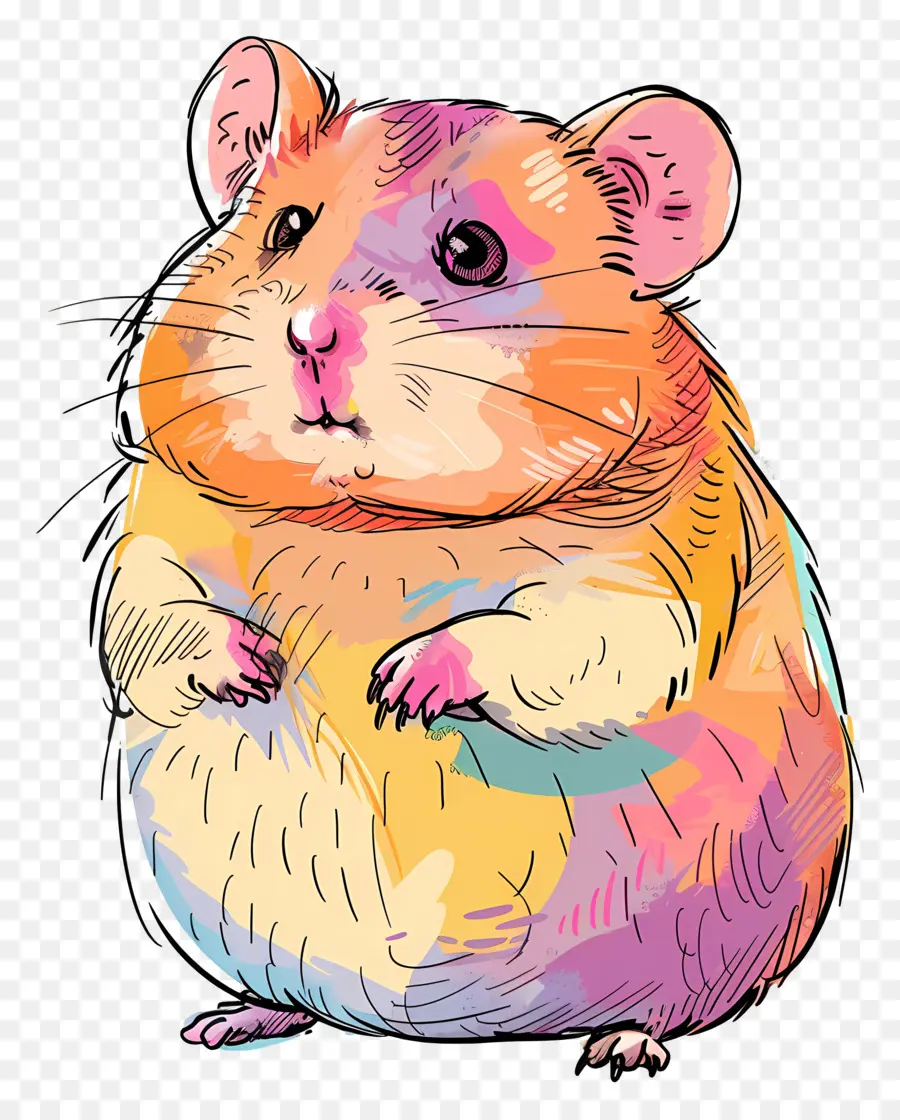 Hamster - Glücklicher brauner Hamster mit orange und weißem Fell