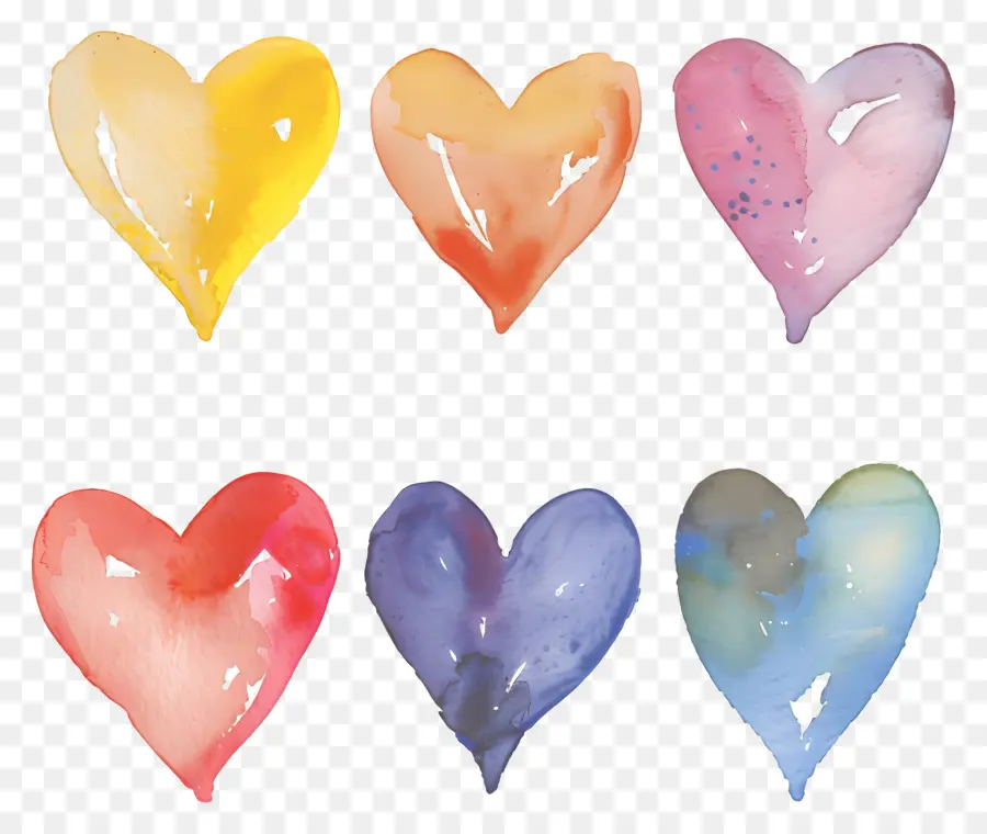 trái tim màu nước trái tim màu nước trái tim đầy màu sắc trái tim nghệ thuật bàn chải vuốt ve kỹ thuật - Trái tim màu nước đầy màu sắc trong đội hình bán nguyệt