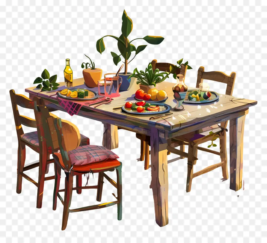 tavolo da pranzo da pranzo set vaso con fiori mobili in legno interno - Accogliente sala da pranzo con fiori e luce solare