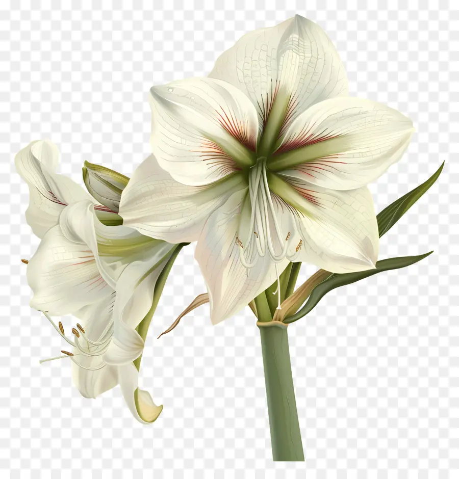 weiße Blume - Weiße Amaryllis Blume mit rosa Details