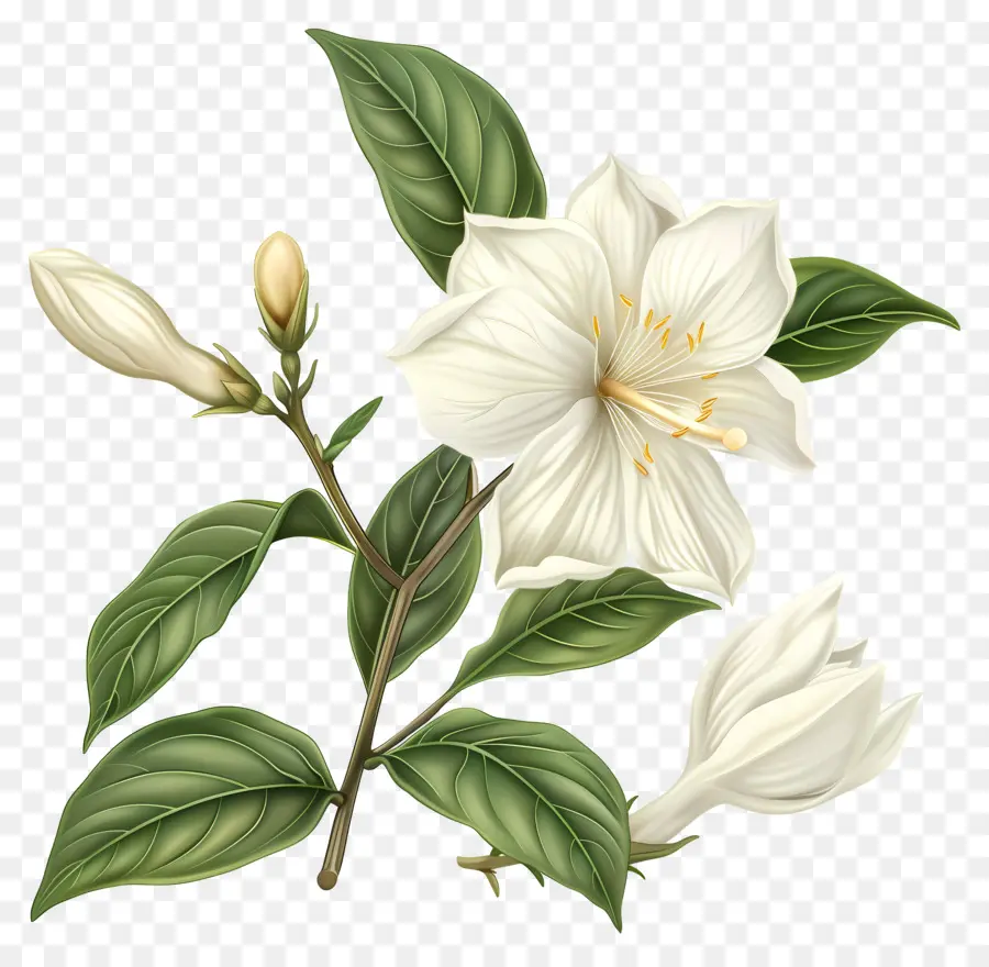 Jasmin Blume - Weiße, transparente Blume mit grüner Mitte