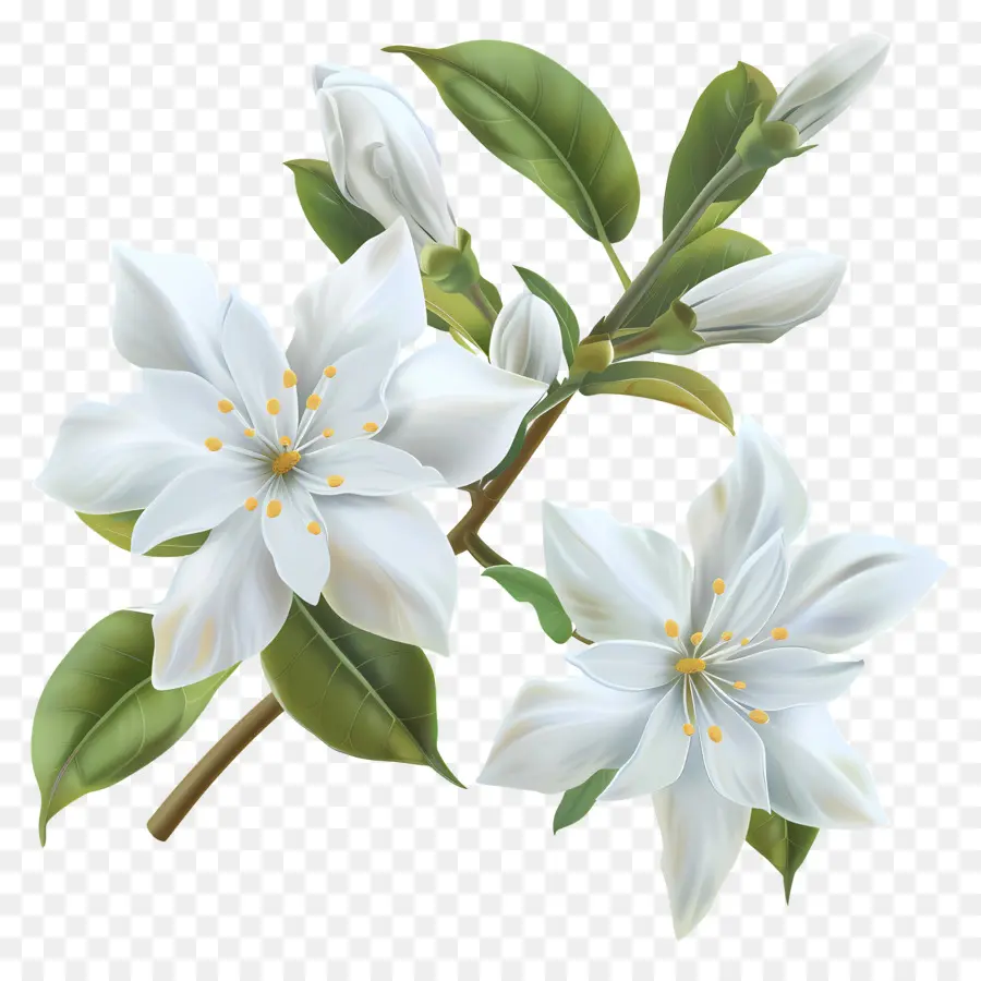 hoa nhài - Hoa trắng trên thân có nền