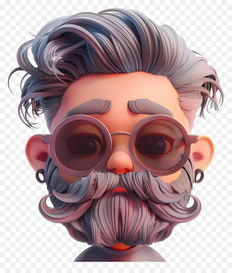 low taper fade fluffy hair gray hair beard sunglasses stern expression