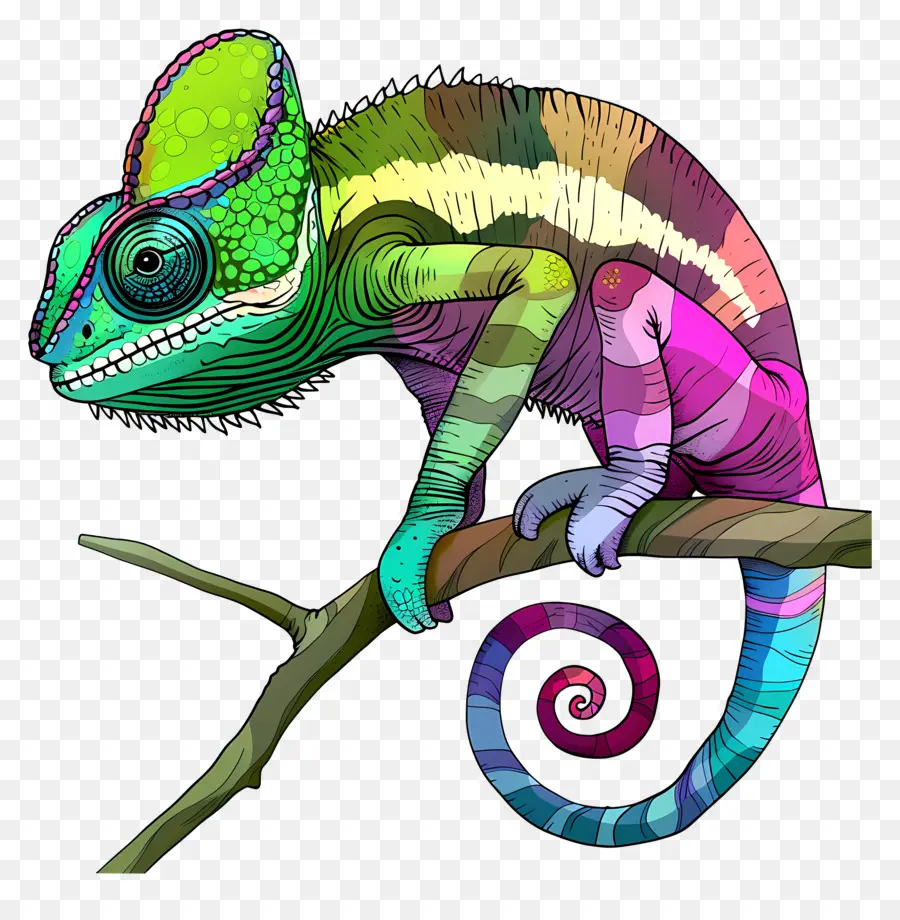 chi nhánh cây - Chameleon đầy màu sắc, sống động với mẫu cầu vồng
