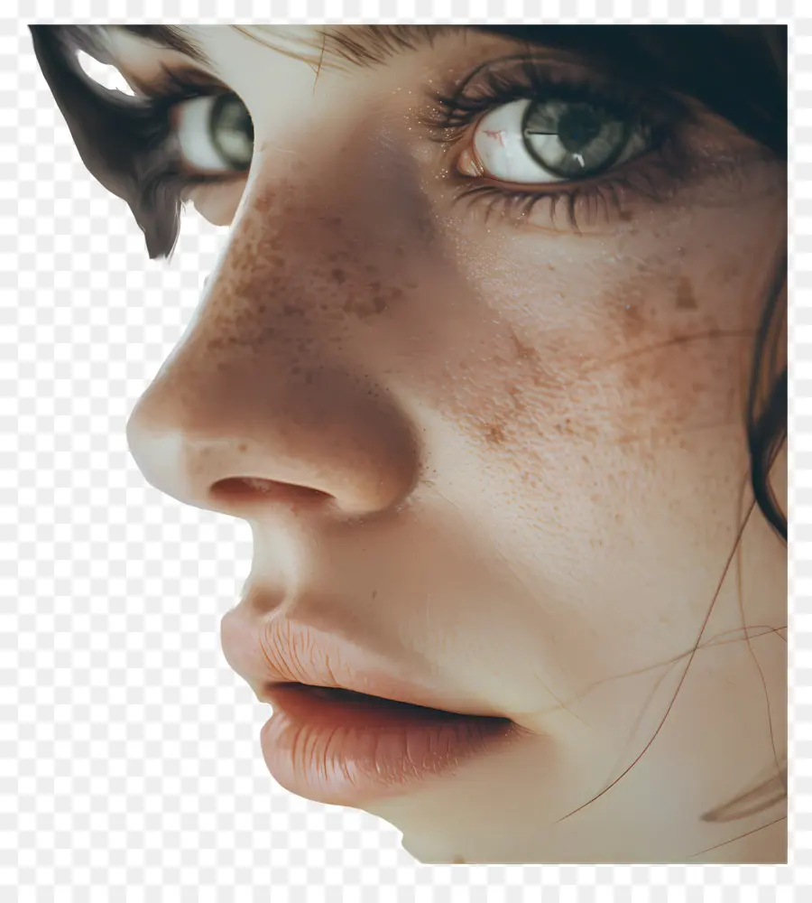 Frau Gesicht - Porträt der jungen Frau mit Sommersprossen