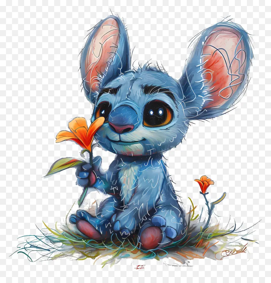 cute stitch cute animal long-eared animal blue and white animal curved nose animal