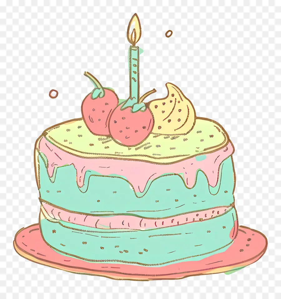 Spruzza - Illustrazione della torta blu e rosa disegnata a mano