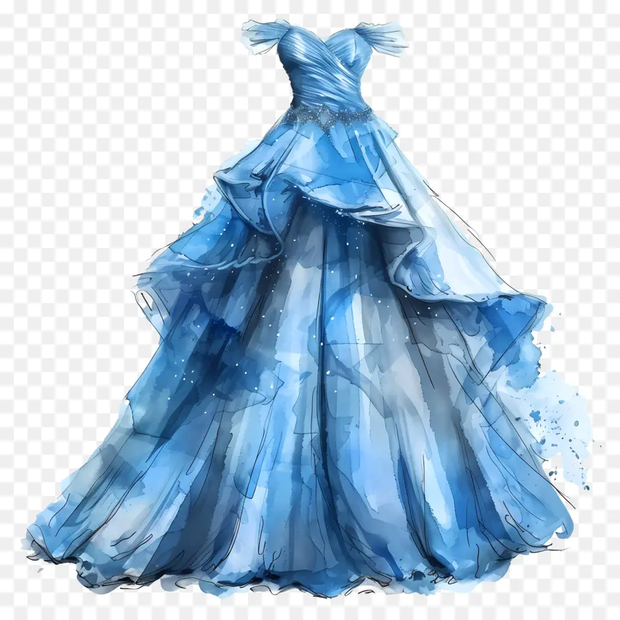 abito da sposa blu blu abito blu increschi di seta gonna piena - Abito di seta blu con volant e gonna piena