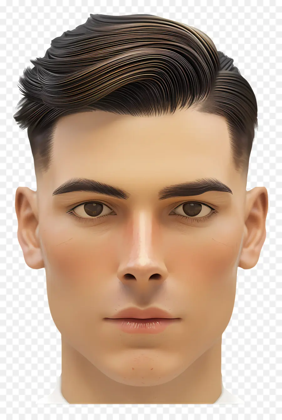 Kurzer Mid Fade Haircut 3D Model Slicked Back Haartiatee Bart Männlicher Kopf - Man 3D -Modell mit kurzem Haar, Spitzbart