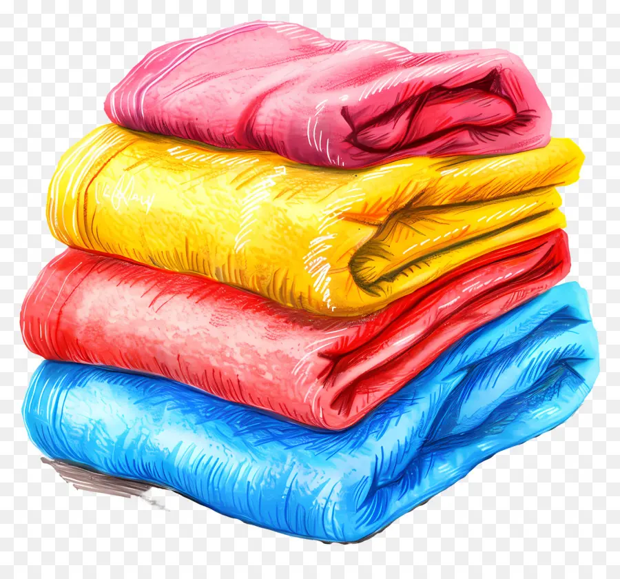 asciugamano abbigliamento abbigliamento abbigliamento piegato - Pibrant e colorato pila di vestiti accoglienti