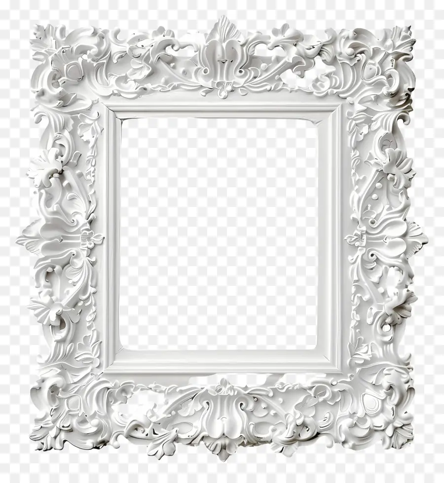 weißer Rahmen - Weißer verzierter Bilderrahmen auf schwarzem Hintergrund