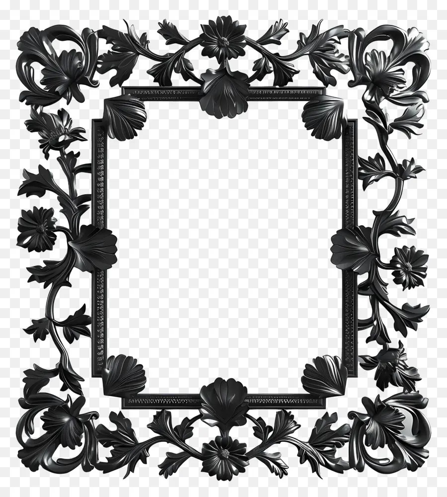 schwarzer Rahmen - Kompliziertes Blumenmuster Black Metall Rahmen