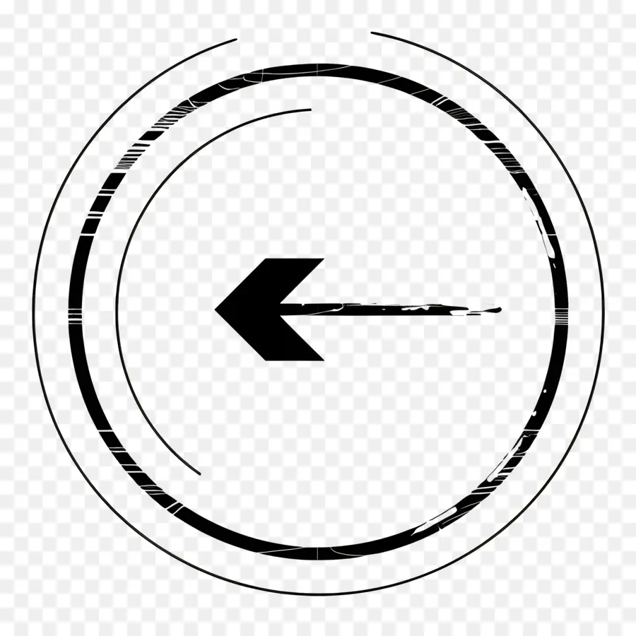 Pfeil nach Links - Kreisobjekt auf schwarzem Hintergrund, minimale Details