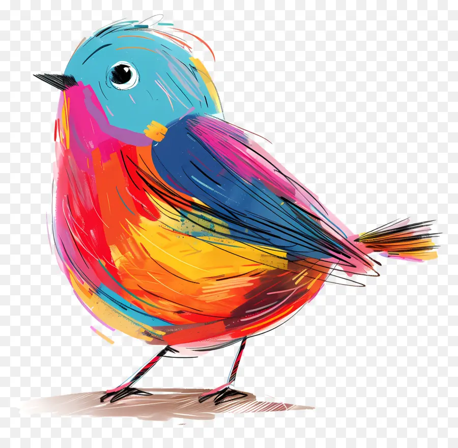 phim hoạt hình con chim - Chim đầy màu sắc với bộ lông sáng, biểu hiện tò mò