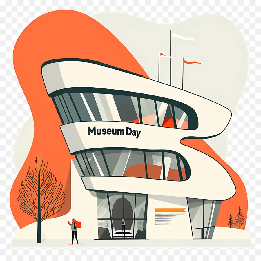 Internationaler Museumstag Moderne Architektur Museum Ausstellung Raum Minimalistische Design - Modernistisches Museum mit zylindrischer Struktur im natürlichen Umfeld