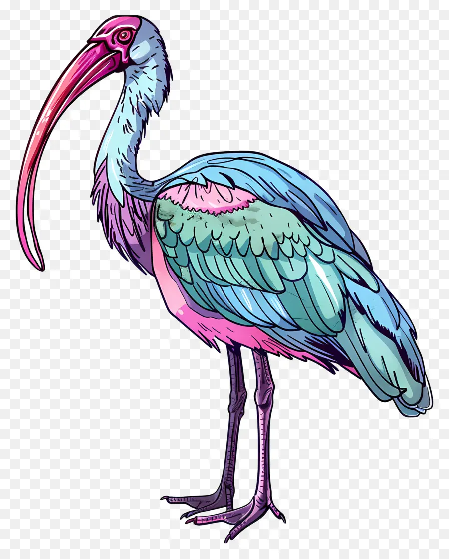 Pink Flamingo - Rosa Flamingo mit langen Beinen, blauer Tiere