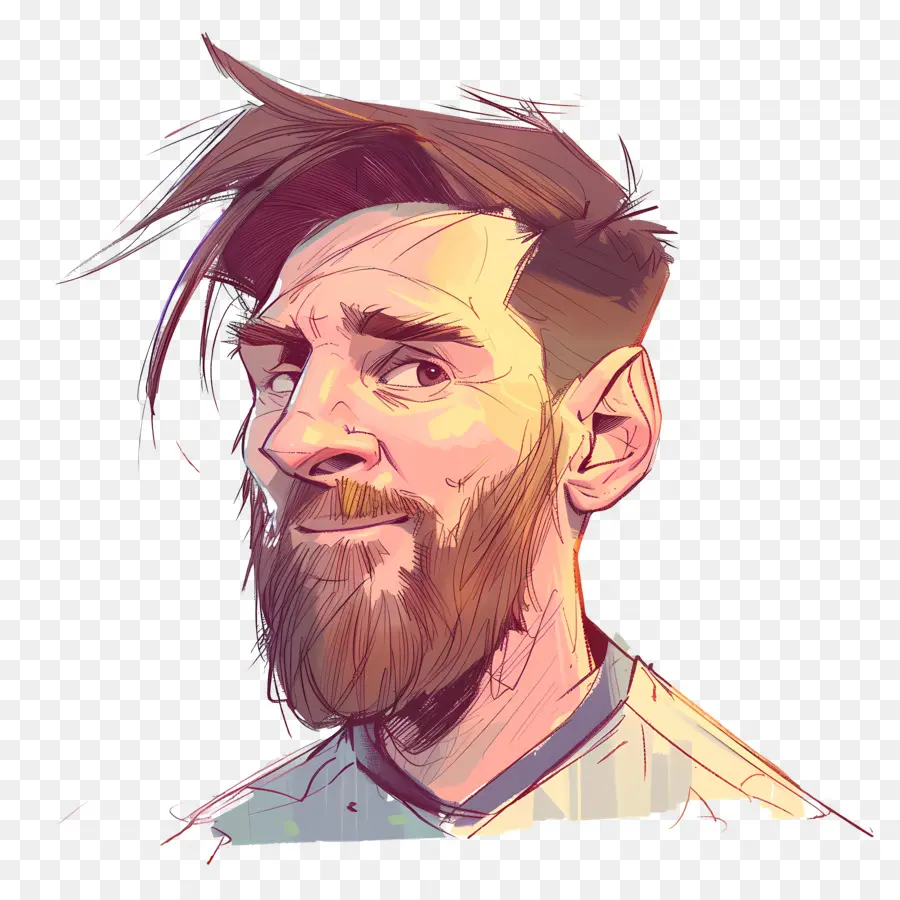Messi - Glücklicher Mann mit Bart und Schnurrbart lächeln