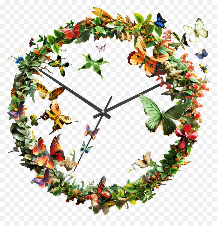 Uhr Natur Schmetterlingsuhr Wanduhr Schmetterlingsdekoration - Schmetterlinge, die mit Zahnrädern um die Uhr fliegen