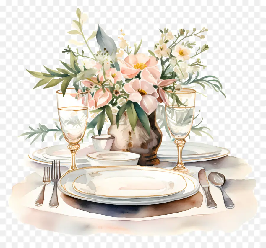 Esstisch Tischdecke Stühle Essstück zu Abendstück - Elegante Tischeinstellung für die Dinnerparty
