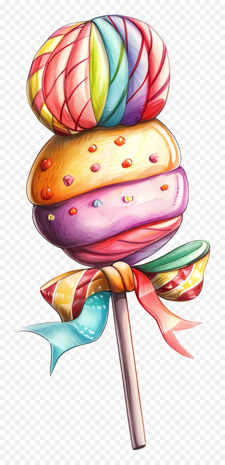 Streusel - Lebendiges, verspieltes Bild des farbenfrohen Lollipops