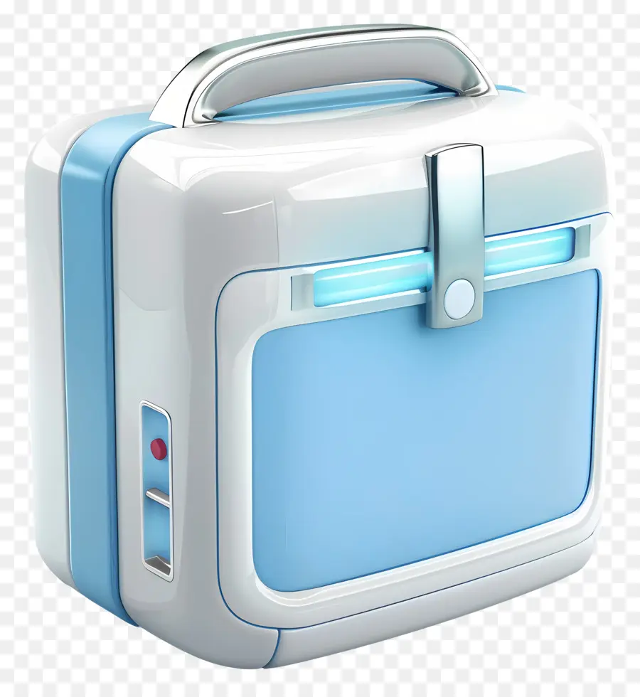 Reise Koffer - Weißes und blaues Hartschalengepäck mit Licht