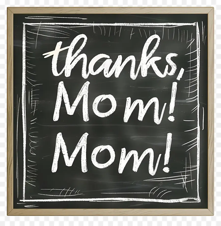 Danke Mama Blackboard -Kreide danke Mama - Blackboard mit 'Danke Mom' in weißer Kreide