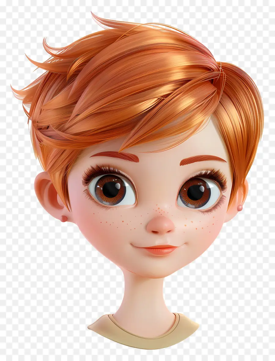 dễ thương cắt tóc pixie rất ngắn nhân vật hoạt hình màu đỏ tóc lớn màu xanh mắt hấp dẫn vẻ ngoài hấp dẫn - Nhân vật hoạt hình cười với mái tóc đỏ