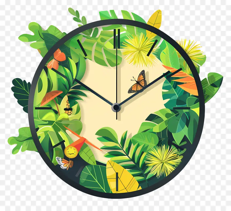 clock nature nature clock leafy wreath butterfly art