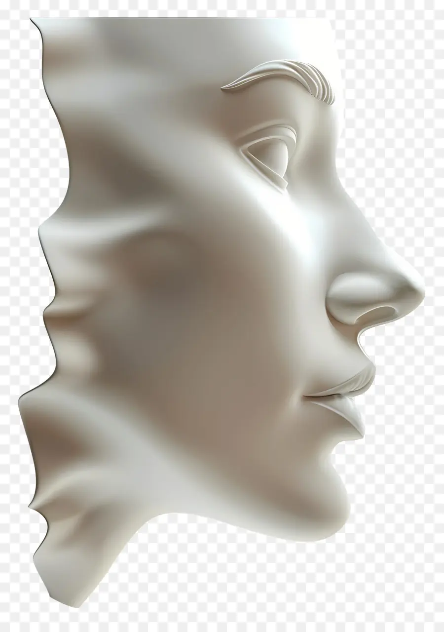 visione laterale del viso 3d rendering woman head face - Testa della donna 3D bianca con espressione calma