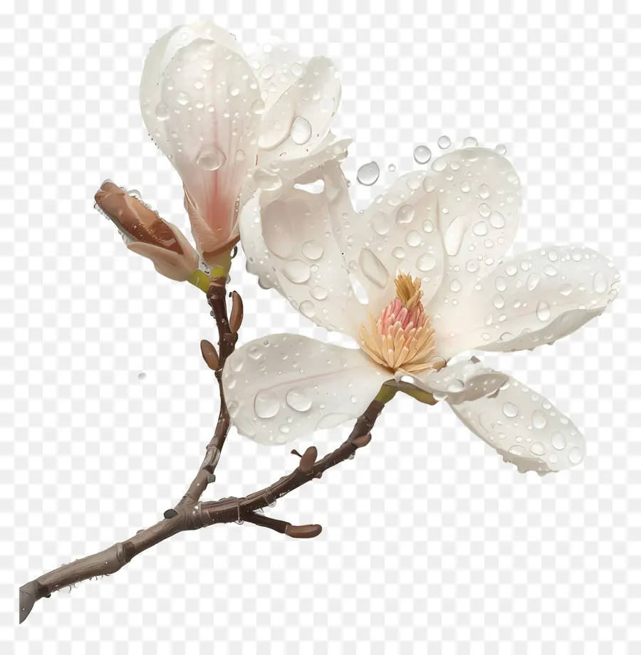 weiße Blume - Weiße Blume mit Wassertropfen, schwarzer Hintergrund